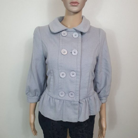 Alannah Hill Coat Jacket Wool  &  Chmere blend grey peplum pleated - Picture 3 of 8